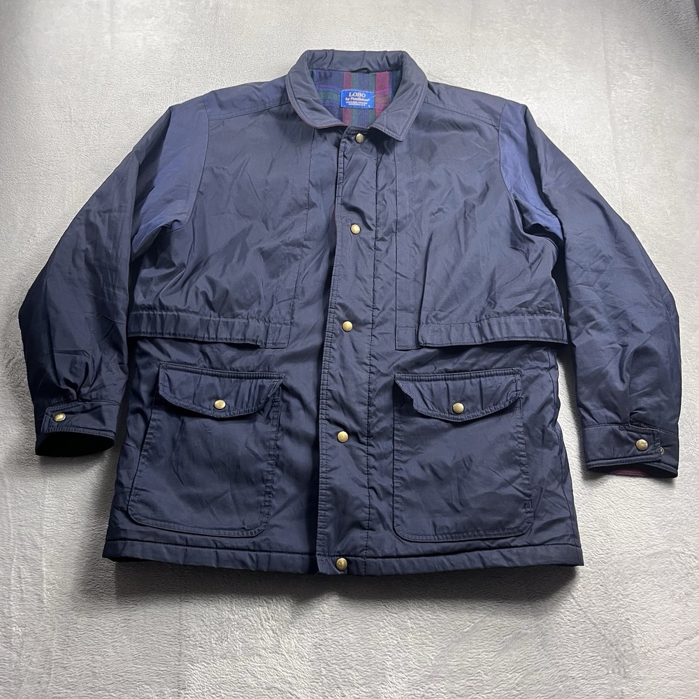 Pendleton Lobo Men's‎ L 100% Virgin Wool Navy Blue Thinsulate Bomber Jacket VTG